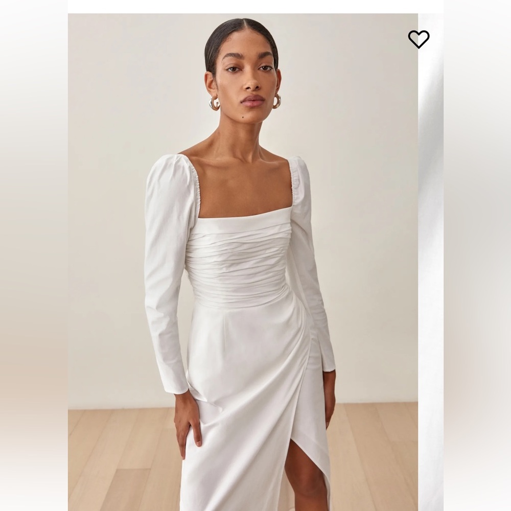 Reformation Isaac Dress. White. Long sleeve. Size 4.